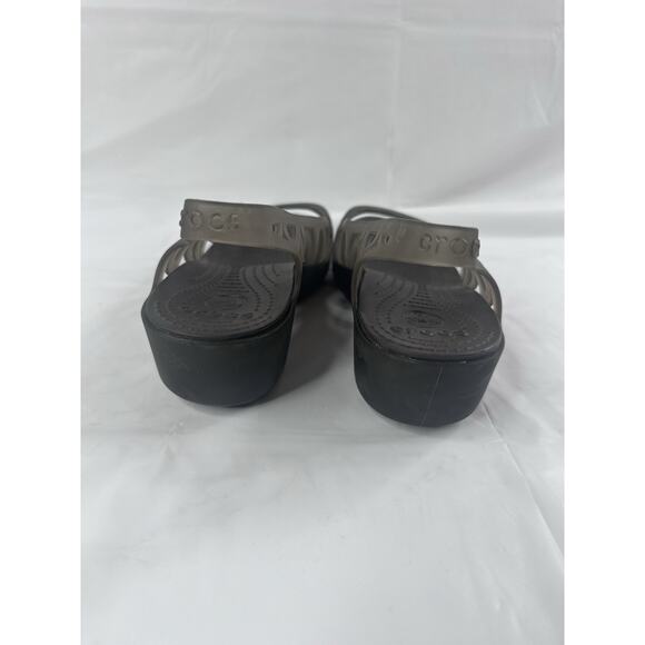 Crocs Adriana III Mini Wedge Sandals Brown Jelly Slip On Comfort Women's Size 9 - Picture 4 of 8